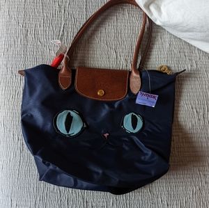 Longchamp Le Pliage Miaou cat nylon tote new